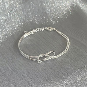 Double Layer S925 Pure Silver Bracelet for Women Elegant Design Luxury Minimalist Fashion Jewelry Hand Accessory
