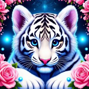 Huacan Diamond Painting Tiger Leopard Animal Mosaic Handmade Embroidery Rose Flower Full Square Round Drill Home Decor
