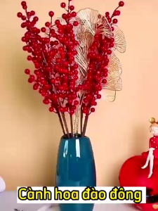 Cành Đào Đông 12 Nhánh Dài 1m Trang Trí Nhà Cửa Văn Phòng Cửa Hàng Decor Tết 2026 Màu Đỏ Tượng Trưng May Mắn Và Tốt Đẹp