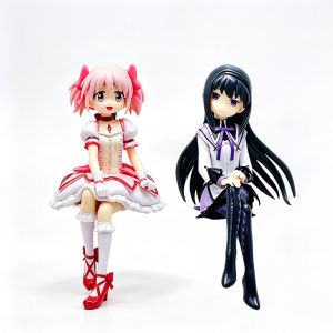Bandai | Anime Puella Magi Madoka Magica Figurine Kaname Madoka Akemi Homura Sit Pose Noodle Stopper Figures Collectible Model Toy Gift