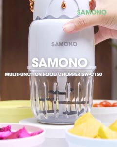 SAMONO Mini Food Chopper 300ML Blender MPASI Kaca Borosilikat 6 Mata Pisau Stainless 150W SW C150 - Garansi 1 tahun
