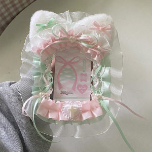 DIY Pendant Cat Ear New Style Small Card Case Lace Flower Edge Student Schoolbag Pendant Sweet Style Key Chain Cute Pink Pendant