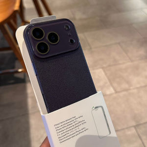 Luxury HD Hard Glass Camera Case For iPhone 17 Air 16 15 14 13 12 11 Pro Max Plus Hard PC Leather Texture Armor Shockproof Funda