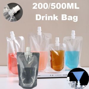 10PCS Drink Pouches Clear Plastic Beverage Container Juice Storage Spout Bags Pouch with Cap