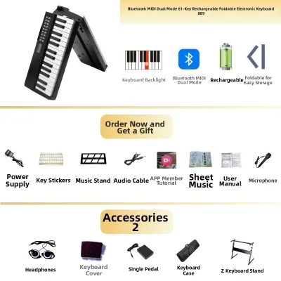 AOBIXIONG | Beginner Foldable Charging Plastic Student 61-key Electronic Keyboard