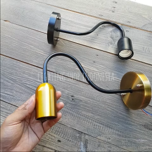 Lampu dinding hitam gold fiting aluminium e27 simple bed side restoran