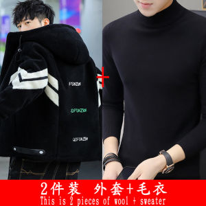 Winter Thickened Lamb Velvet Cotton Jacket Mens Trendy Korean Version Hooded Warm Particle Velvet Cotton Coat Youth Outerwear