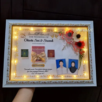 BINGKAI MAHAR 3D CUSTOM / FRAME 3D LIST GOLD / FRAME MAHAR RUSTIC / HANTARAN PERNIKAHAN