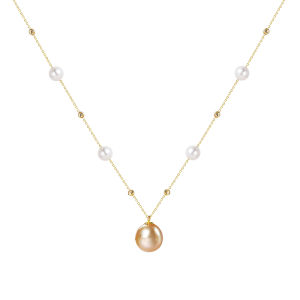 Gold Akoya Pearl Star Necklace 18K Gold Pendant