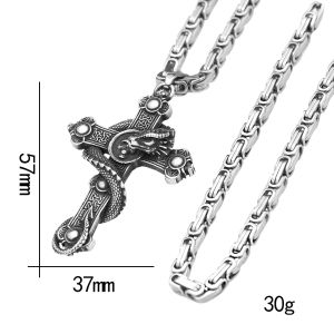 Fashion Punk Dragon Cross Necklace For Men Women Stainless Steel Retro Skull Pendant Unique Amulet Jewelry Gift Dropshipping