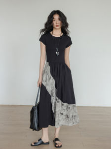 Slim Fit round Neck Short Sleeve T-Shirt Dress Commute Workwear Summer 2025 New Style A-Line Long Dress Single Piece