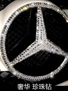 Suitable for Mercedes-Benz C260l Large Logo Decoration A- Class E-Class GLA GLC Rhinestone Interior Steering Wheel Car Logo Pearl Sticker