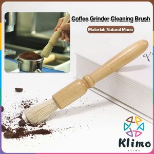 KLIMO Coffee Grinder Cleaning Brush Wood Handle & Natural Bristles Coffee Tool for Home Kitchen