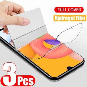 3Pcs Hydrogel Film For Samsung Galaxy S24 S23 S22 S21 S20 S25 Ultra Plus A55 A54 A34 A52 Phone Accessories Screen Protector