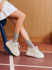 Toomanyshoes | Layered Platform White Shoes Casual & Sport