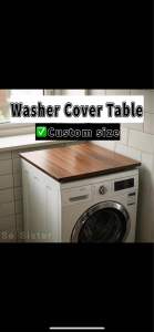 Washer Cover Table Rubber Wood Washing Machine Top｜Waterproof｜Laundry Organizer｜Custom Size