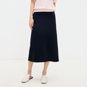 High Waist Black Asymmetrical Midi Skirt for Women Commute Friendly Simple Design Spring New Arrival Elegant Lady Style