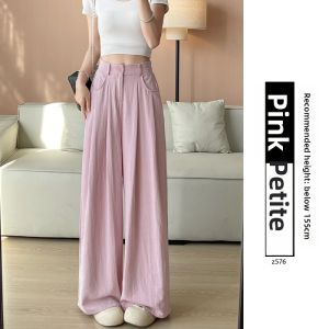 YAYANGREN | White Ice Silk Loose Fit Wide Leg Pants