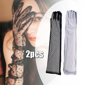 Sarung Tangan Pengantin Wedding Gloves Putih Hitam Panjang