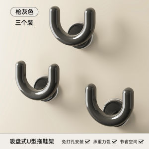 Bathroom Suction Cup Slipper Rack Wall Mounted Shoe Holder Drain Rack Storage Hook Organizer No Drilling Required Plastic Shelf