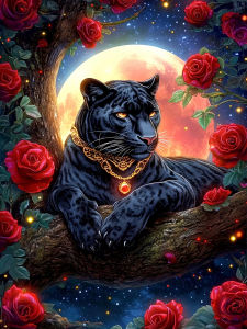 Kayou | DIY Oil Painting By Numbers Kit Black Panther Red Roses Paint By Numbers Diy Numbers Painting Art on Canvas By Number Home Decor