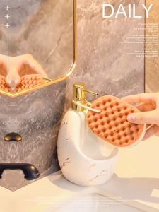 ช่องใส่สบู่ ขวดปั๊มลายหินอ่อนสีทอง F4-4