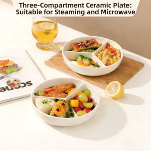 HANXIAO | Ceramic Partitioned Steaming Tray For Rice Cooker