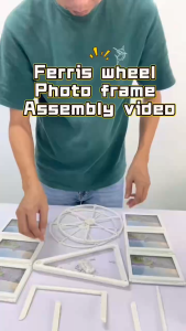 COLOGO 🥇 Creative Photo Frame Ferris Wheel Shape - Combination 12 Photos 3R Photo Frame - Elegant and Durable Design with Easy Access Tabs