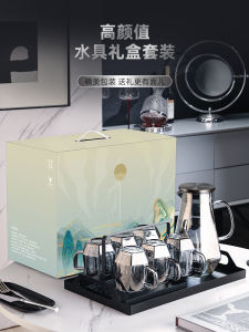 High Aesthetic Value Glass Cup with Handle for Home Living Room Simple Tea Cup Gift Water Pot Set Nordic Style round Shape