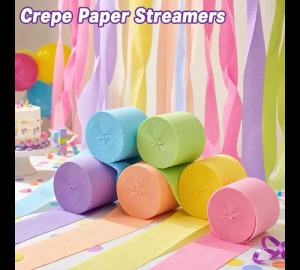 6Pcs Pastel Crepe Paper Streamers Rolls Colorful Rainbow Ribbon for Birthday Wedding Party Backdrop DIY Craft Decor