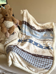 Warm Fleece Lamb Velvet Blanket Milk Velvet Fair Isle Pattern Couch Nap Cover Winter Season High Insulation Home Decor Blanket