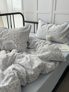 Ins Style Soft Washed Cotton Floral Shell Embroidery Double Layer Bedding Set for Students Three Piece Quilt Cover Sheet