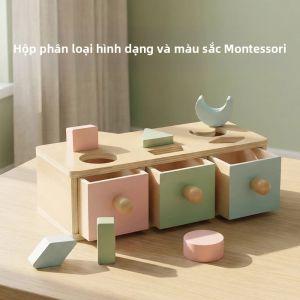 Hộp Phân Loại Màu Sắc Bằng Gỗ Montessori 3 Trong 1 Đồ Chơi Giáo Dục Giác Quan Hình Khối Cho Bé Hộp Đồ Chơi Bận Rộn Dành Cho Trẻ Từ 3-6 Tuổi