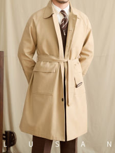 Vintage British Style Cotton Blend Windbreaker for Men Business Casual