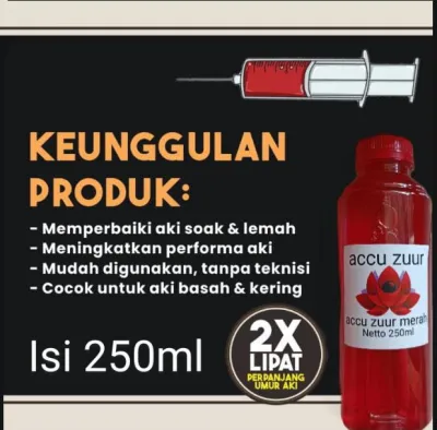 air aki merah. air aki buat nambah aki kering soak/lemah