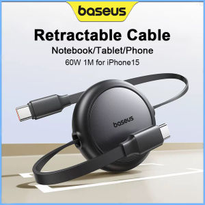 Baseus 60W Retractable USB C Cable For i Phone 15 Pro Max Fast Charging Type-C to Type-C Cable For i Pad Huawei Samsung Macbook