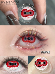 eyeshare Red White Contact Lenses 2pcs DEMON Eye Halloween Anime Bigeyes Cosplay Bigeyes 14.5mm