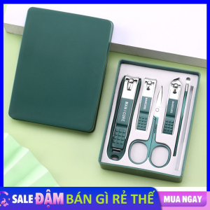 Bộ Cắt Móng Tay 6 món Cao Cấp - Bấm Móng Tay Đa Năng Kèm Kéo Tỉa Phao Dũa Ráy Tai Chuyên Nghiệp - Dụng Cụ Làm Móng Chăm Sóc Móng Không Gỉ Tiện Dụng