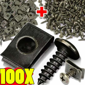 100pcs Car Metal Screws Clips / Mixed Set U Type Fasteners with Screw Clips / Rustproof Wing Bumper Protective Buckle Iron Plate Bolt / Grommet Screw Clips Gasket