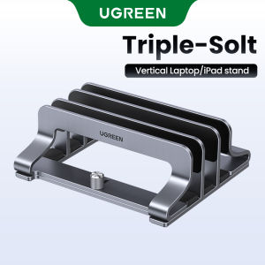 UGREEN 3 Slots Vertical Laptop Stand Holder Adjustable Aluminum Alloy For 26mm Width Laptops MacBook Pro Air iPad HP Lenovo Dell up to 15.6 Inch