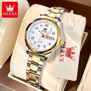 OLEVS Watch for Women Original Branded Fashion Waterproof Stainless Steel Strap Casual Womens Watches Jam Tangan Perempuan