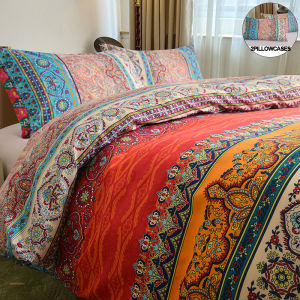 Bohemian Elegance Brushed Polyester Duvet Cover Set with Pillowcases - Comfort Vibrant Prints Twin/Full/King/Queen Size