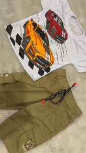 Stelan Kaos Anak Laki-laki Celana Katun Cargo Pendek Banyak Pilihan Motif Usia 3 Bulan - 5 Tahun