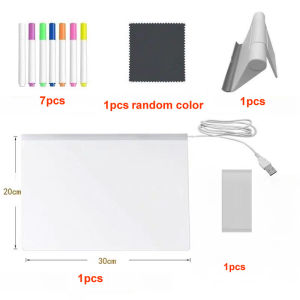 Light Up Acrylic Message Board Rewritable DIY Childrens Glowing Drawing Board Message Lamp With 7 Colorful Pens