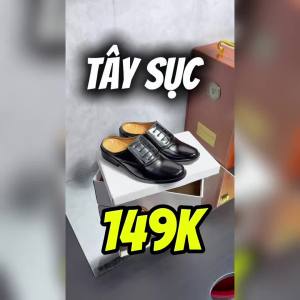 Giày tây nam hở gót phối dây giày sục nam tăng chiều cao giày tây nam dự tiệc