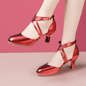 HANGONGZHU | Mid Heel Soft Bottom Latin Waltz Dance Shoes