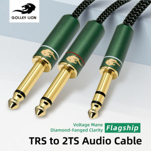 GOLLEY LION Premium 6.35mm TRS to 2x TS Cable Studio-Grade Audio for Mixers/Amplifiers