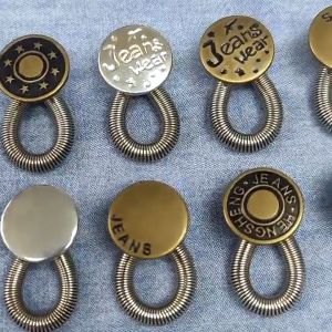 5ชิ้น ตัวต่อเอวยางยืดแบบสปริงสำหรับกางเกงยีนส์แบบปรับได้ ตัวต่อเอวยางยืดแบบสปริงพกพา