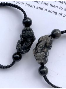 Handmade Black Obsidian Xiu Bracelet Couple Woven Crystal Natural Gift for Men And Women Anniversary Valentines Day