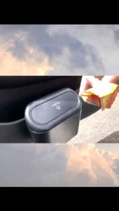 Portable Car Trash Can Bin with Lid Waterproof Storage Bin Auto Door Hanging Car Storage Box Trash Can Car Accessories Car Trash Bin Car Garbage Can Mini Vehicle Trash Bin